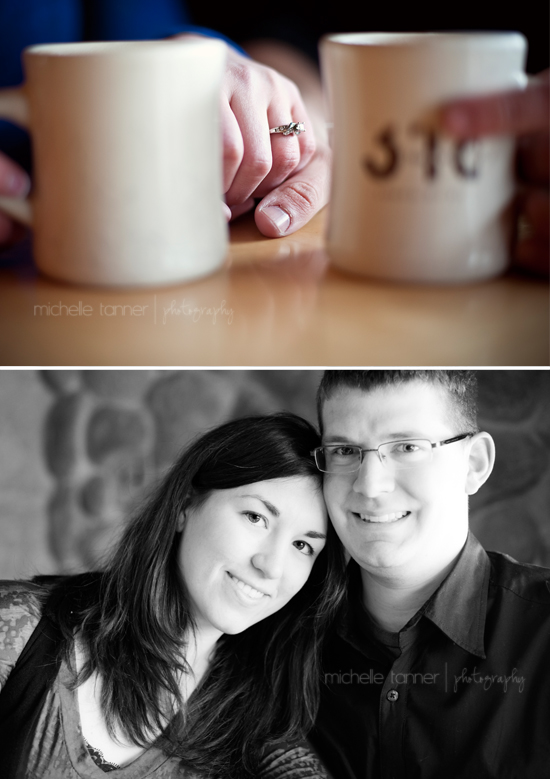 Couple enjoying hot coco at 318 Cafe in Downtown Excelsior during E-Session